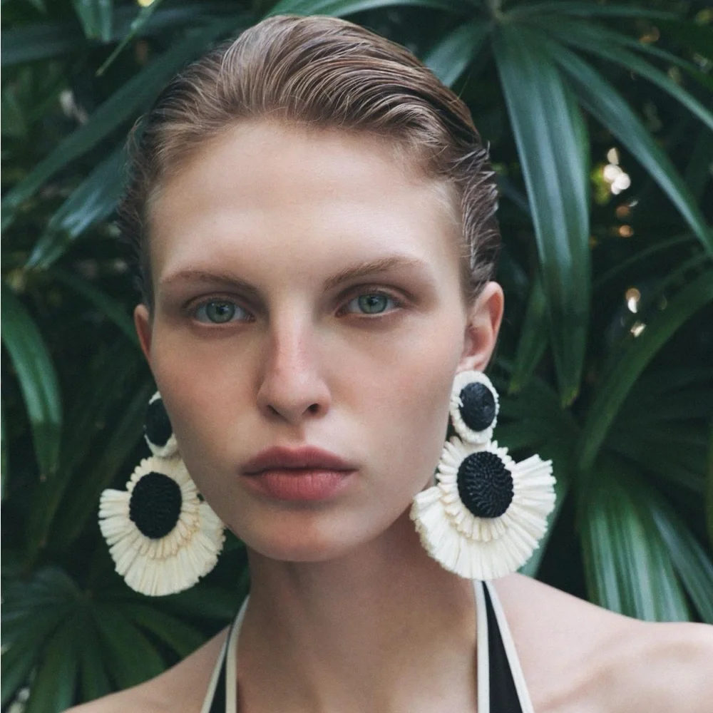 Zara Raffia Flower Earrings